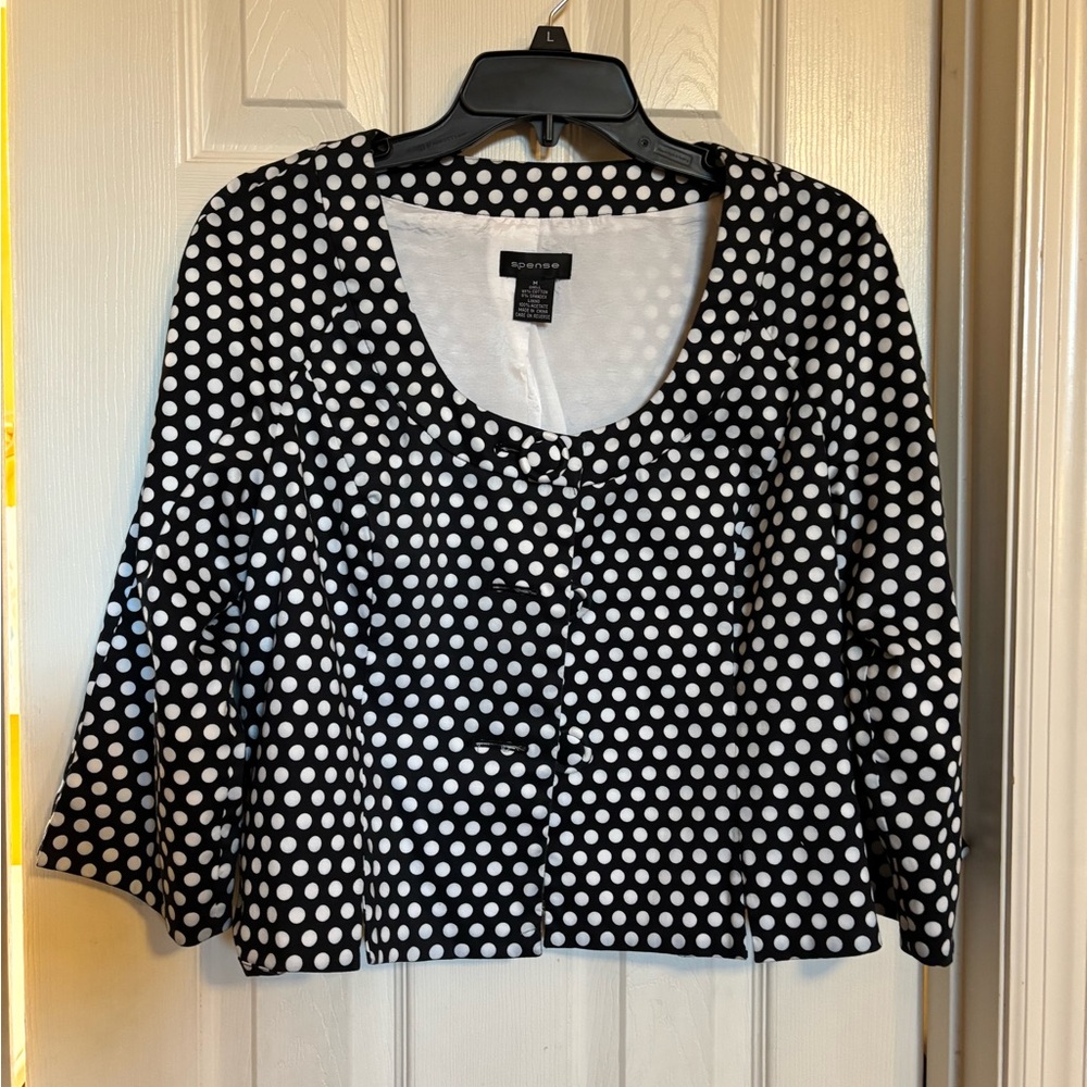 Spense Black and White Polka Dot Jacket with large buttons